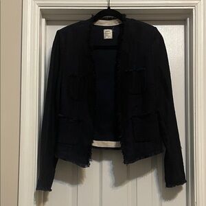L’AGENCE Navy Textured Blazer